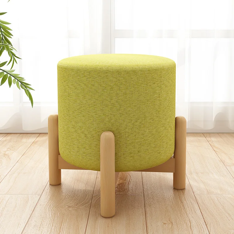 

Fashion small stool Wooden strong sturdy Children's Stools Living room changing shoe chair Detachable combination Plaid cloth