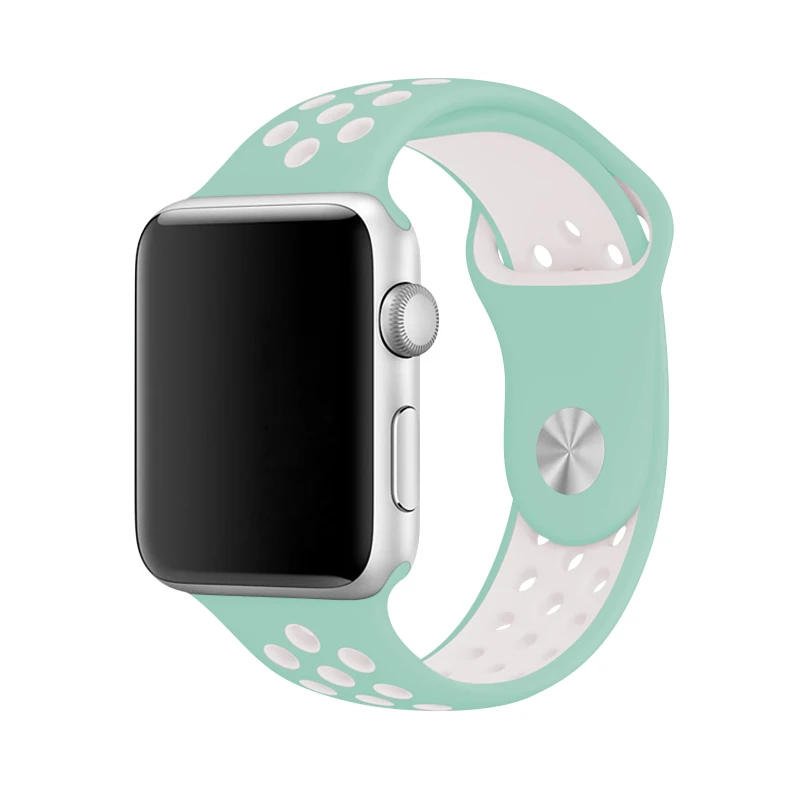 Для Apple Watch Series 5 40 мм силиконовый ремешок для часов зеленый/белый спортивный ремешок 44 мм Iwatch Series 3 38 мм браслет 42 мм