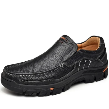 

2019 Fashion Brand Men Genuine Leather Shoes Casual Men Shoes Male Leather Shoes Lace Up Male Brown Black Footwear