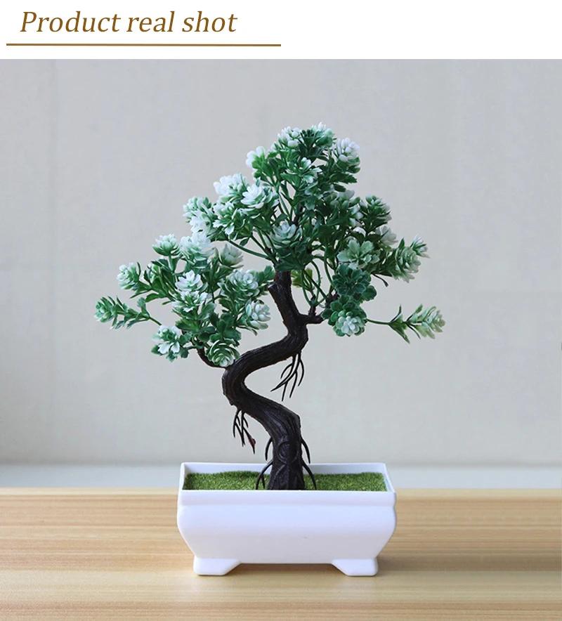 Flone Multi-style Artificial Plant Rose Bonsai Balcony Wedding Living Room Spring Decoration Fake Plants Plastic Bonsai (62-1-1-1)