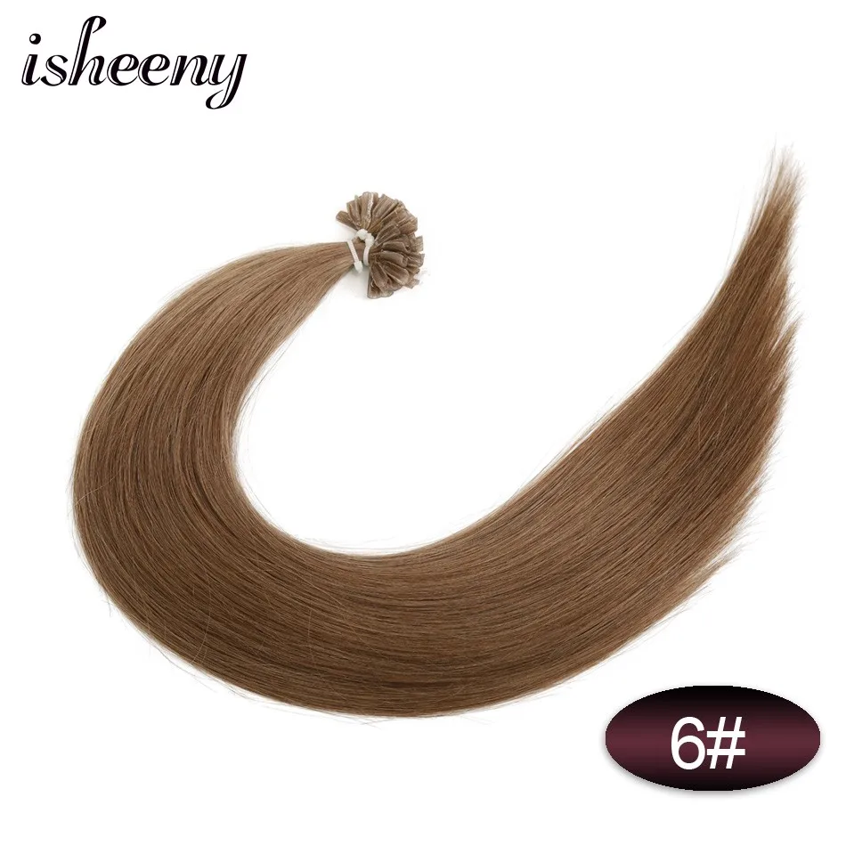 Isheeny, 50 шт., накладные волосы для ногтей/u-образные накладные волосы, 1", 18", 2", Remy, кератиновые, европейские человеческие волосы на Капсулах - Color: #6