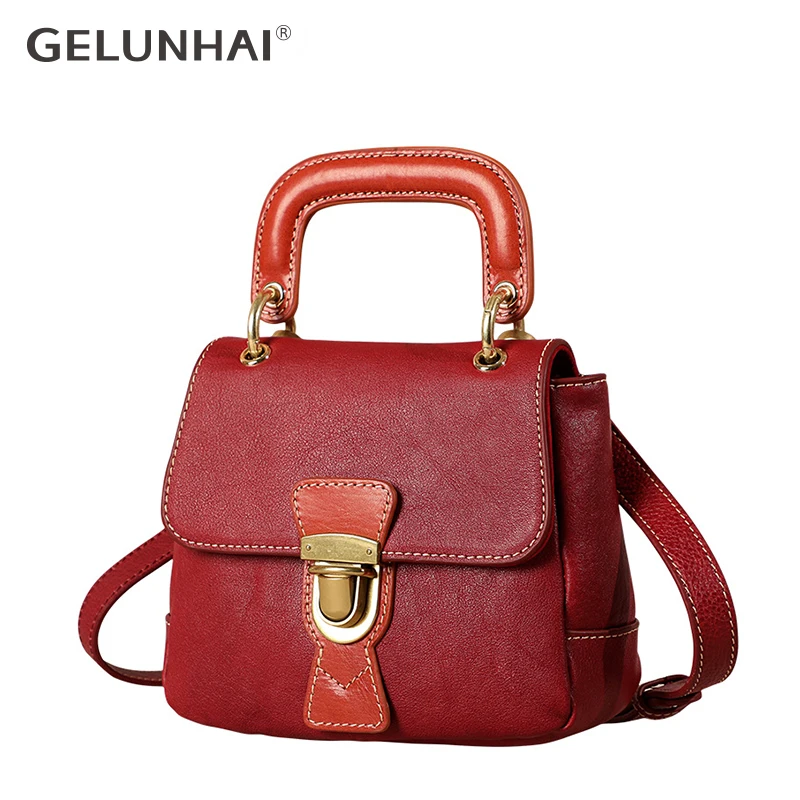

Women's Genuine Leather Messenger Bag Handbag Vegetable tanning Cowhide Handmade Vintage Bag Female Shoulder bag Crossbody Bags