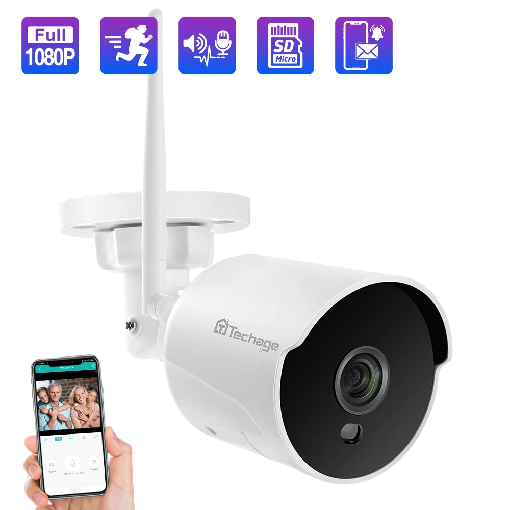 IP камера Techage уличная Водонепроницаемая с функцией ночного видения 1080P 2 МП|Камеры