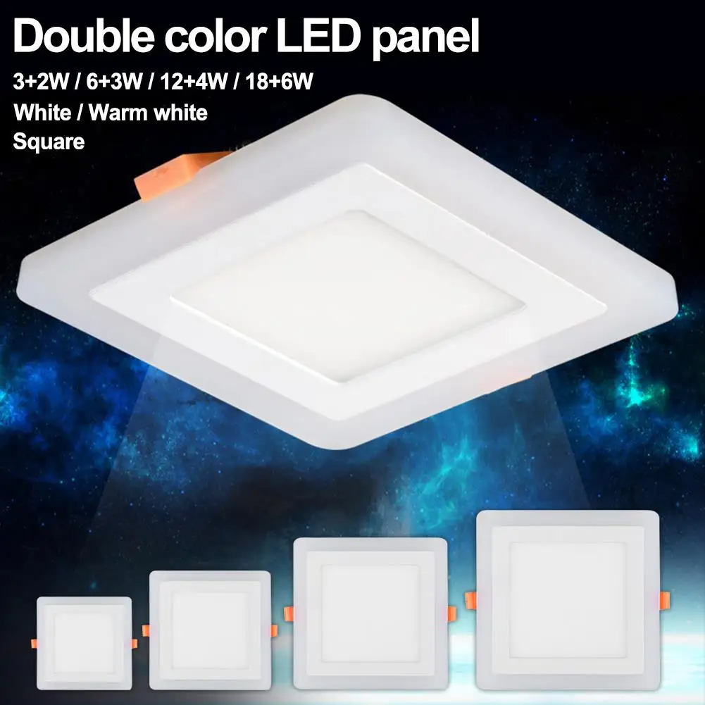 Двойной цвет акриловый квадратный потолочный светодиодный встраиваемый панельный светильник для кухни офисный светильник для гостиной спальни столовой AC85-265V