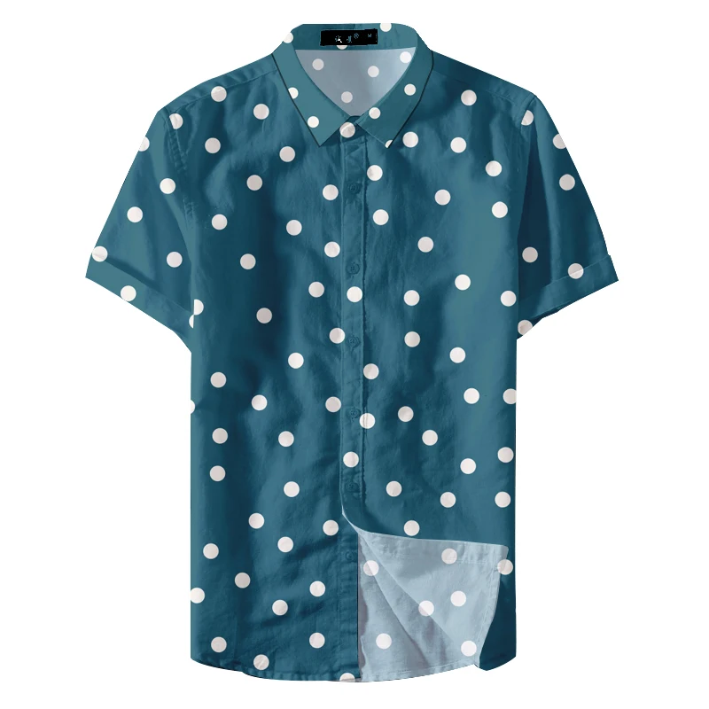 

2019 News Fashion Fitted Custom Printing Colorful Polka Dots Men Casual Shirt