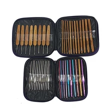 Набор вязальных крючков из смешанной алюминиевой ручки, бамбуковые вязальные спицы, пряжа, 2 комплекта, 42 шт. с чехлом