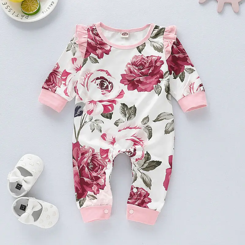 

2019 New Baby Girls Romper Fashion Newborn Jumpsuit Infant Cute Floral Romper Princess Ruffle Kids Toddler Outfits Playsuit