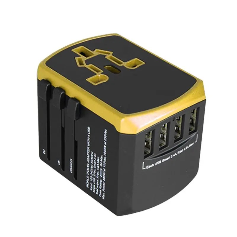 Всемирно известный адаптер для путешествий 4 USB 2.4A порт+ type-C универсальное настенное зарядное устройство E65A