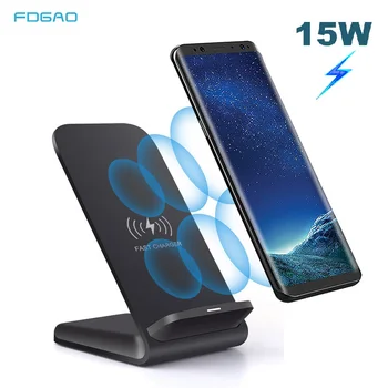 

FDGAO 15W Qi Wireless Charger Stand Charging Dock Station Phone Fast Charger For iPhone 11 Pro XS MAX XR Samsung S10 S9 Note 10