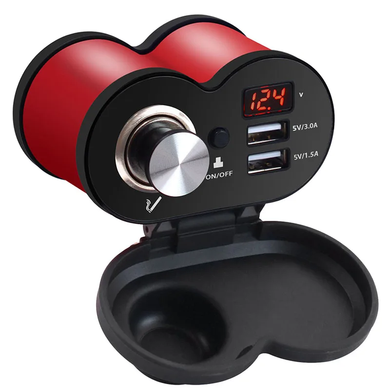 Мотоцикл двойной USB зарядное устройство прикуривателя светодиодный вольтметр DC12-24V