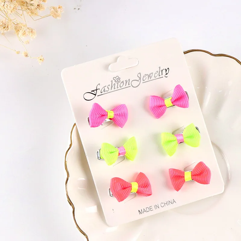 6 Pcs/set Mini Baby Hair Pins Bow Colorful Newborn Baby Girls Hair Clip Lot Baby Hair Clips Bowknot Metal Kids Accessories Girls