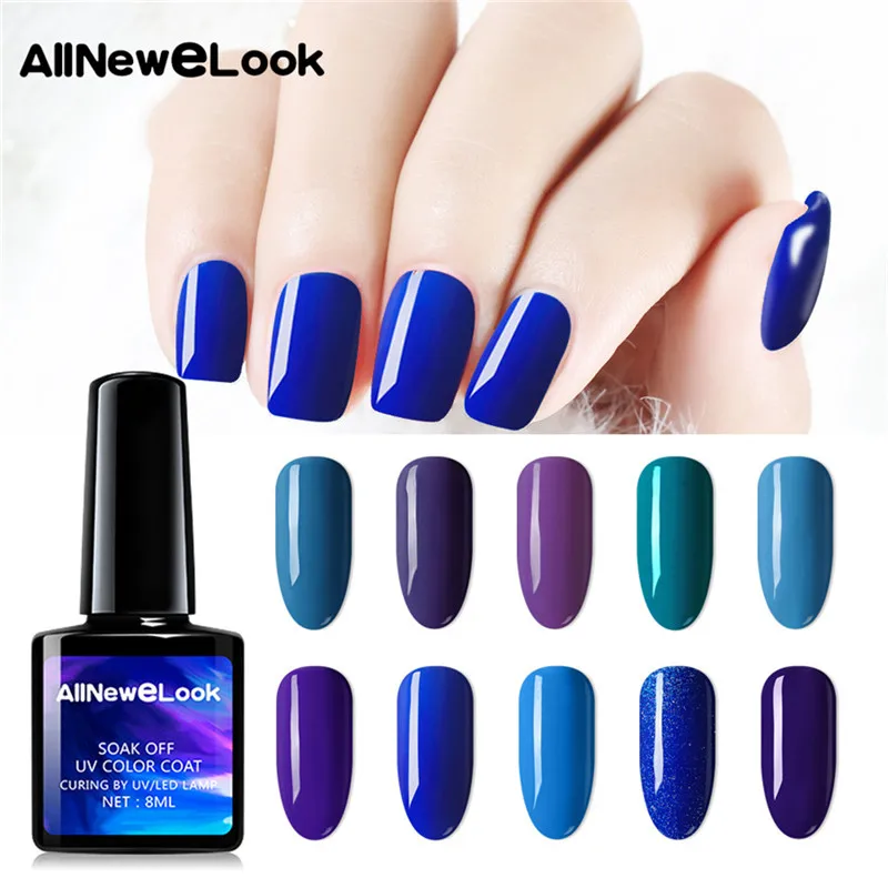 Allneweluk Гель лак Bluesky Гибридный гвоздь 8 мл флакон черный цвет дизайн гель УФ для