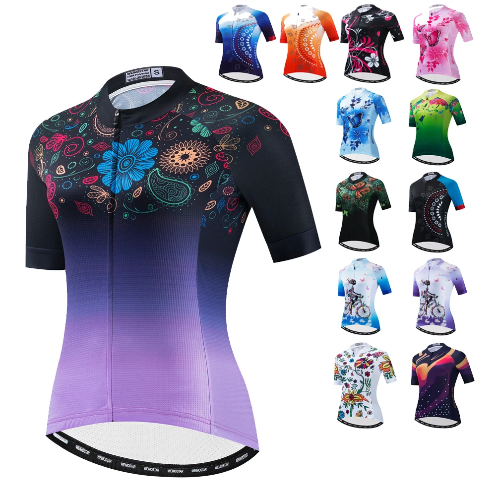 camiseta reflectante manga corta ciclismo de verano DuShow Maillot de ciclismo para mujer 