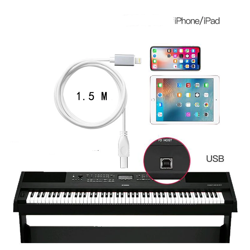 8-контактный адаптер 1,5 м к адаптеру usb type B OTG кабель папа-папа для iPhone iPad к аудиоинтерфейсу электронного музыкального инструмента