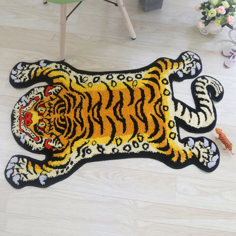 tigre tapete macio animal forma tufting tapete crianças quarto tapete de pelúcia banheiro antiderrapante absorvente banho tapete de cabeceira