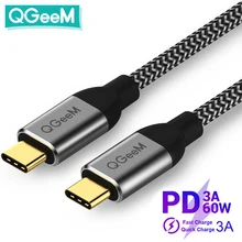 QGeeM USB 3.1 Type C to USB C Cable Gen2 PD 60W USB-C to USB C Charging Wire Cord Nylon Cable Cord for Samsung S9 S8 Macbook Pro