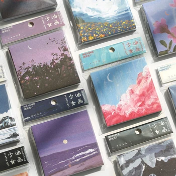 

30sheets Girl Oil Painting Series Creative color cartoon notepad practical student memo pad kawaii Message notepad decorate