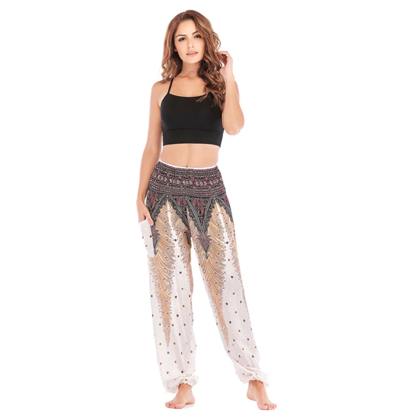 13Color Traditional Thai Costume Peacock Dress for Women Trousers Asia Clothes Thailand Fashion Yoga Adult Casual Trousers