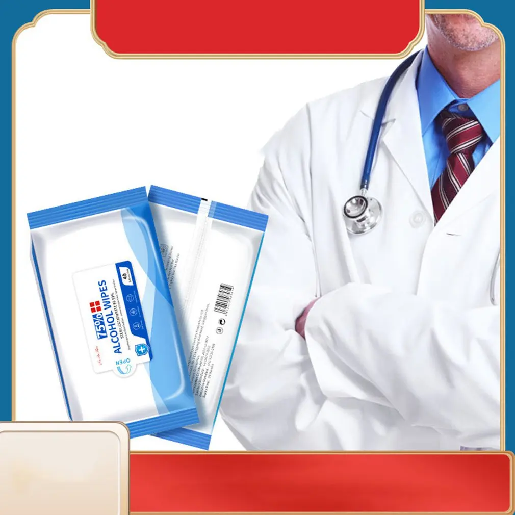 

75% alcohol wipes Gentle and non-irritating Disinfection and sterilization For skin and object surface 40 pcs/bag