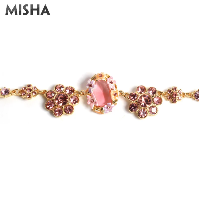 MISHA Новые Ювелирные наборы ожерелье и браслет для женщин высокое качество ручной работы глянцевое покрытие ювелирные изделия имитация драгоценных камней ожерелье Подарки