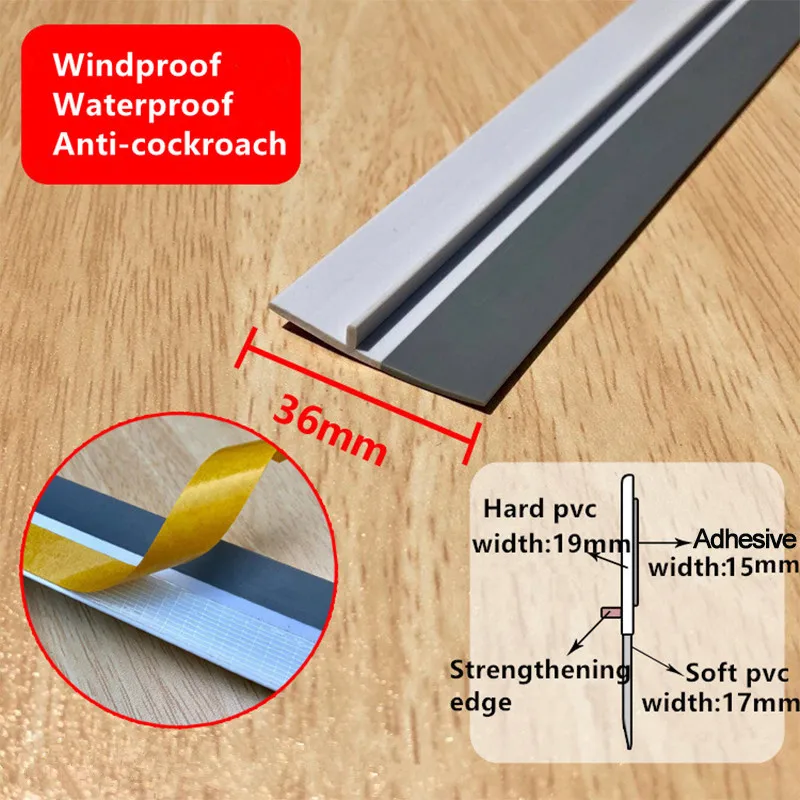 Sealing Strip Door Seal Practical Floor Stickers Transparent Windproof Sealing Strip Door Sealing Strip Durable Dustproof - Цвет: Gray white