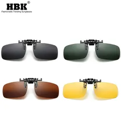 HBK 2019 мужские Поляризованные прикрепляемые солнцезащитные очки для вождения ночного видения желтые унисекс квадратные откидные