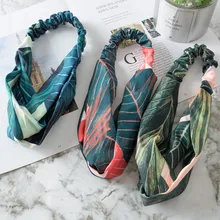 Весна и лето стиль корейский стиль креативный крест лента для волос большой лист эластичная лента повязка на голову женские аксессуары для головы