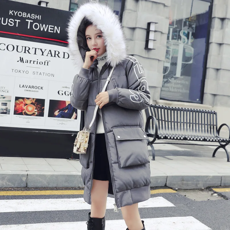

Network Red Hot-Cotton-padded Clothes 2019 Winter New Style down Jacket Cotton-padded Clothes Women's Mid-length Korean fan da F