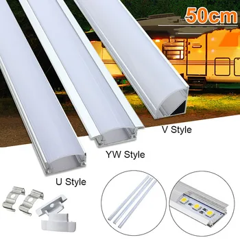 

5PCS 50cm U/V/YW-Style Shaped LED Bar Lights Aluminum Channel Holder PC Cover Lighting Accessories for LED Light Bar Strip