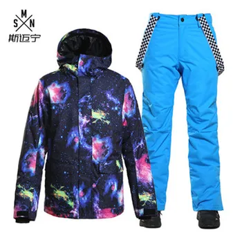 

SMN Brand Men Ski Suit Snowboard Clothing Trouser Skiing Jacket Pant Windproof Waterproof Adult Skiing Suit Super Warm Hooded