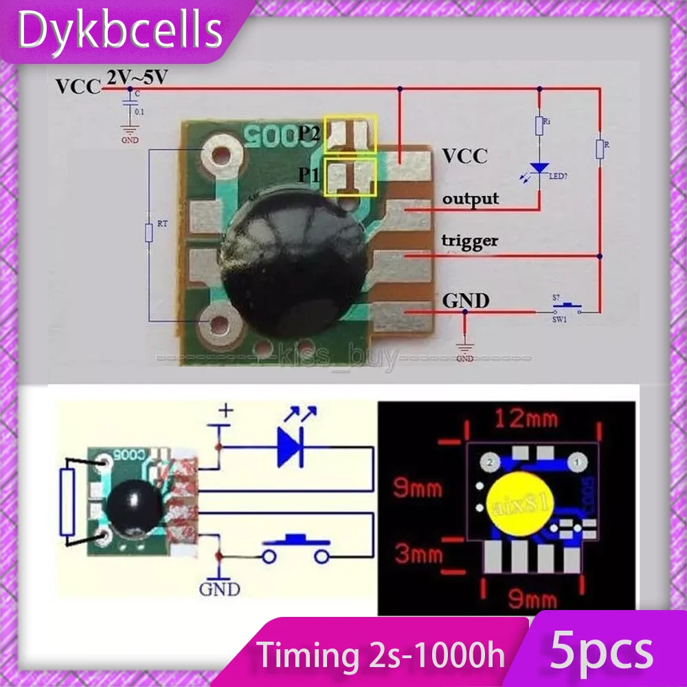5Pcs Multifunction Delay Trigger Timing Chip Mudule Timer IC Timing 2s 1000hC 
