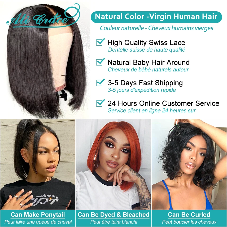 Ali Grace Bob Wig Lace Front Human Hair Wigs Brazilian Short Bob Wig Pre Plucked Natural Color Human Hair Lace Frontal Wigs Human Hair Lace Wigs Aliexpress
