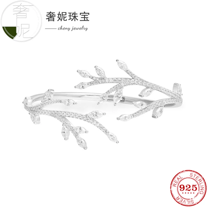 

cheny fit s925 sterling silver bracelet olive leaf Branches shape trendy vintage birthday gift for girlfriend wife womenes