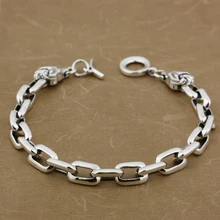 925 пробы Серебряный Мужской байкер браслет панк-рок волк цепь 8G012