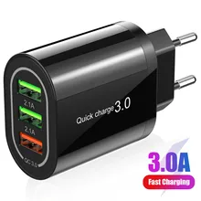 18 Вт Зарядное устройство для мобильного телефона Быстрая зарядка USB зарядное устройство 3 порта EU US настенное зарядное устройство адаптер для iPhone 11 Pro X Max samsung Xiaomi