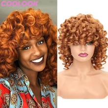 

Natural Brown Short Afro Kinky Curly Bob Wigs for Women 12 Inch Orange Deep Curly Hair Wig Synthetic Blonde Red Cosplay Wigs 613