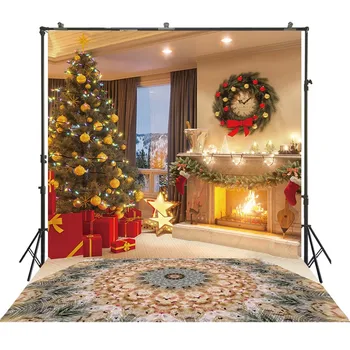 

HUAYI Christmas Tree Backdrops Glitter Sparkle Light Decorations Background For Christmas Day Theme Photoshoot Banners XT-7405