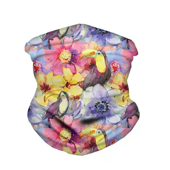 

HYCOOL Fashion Magic Headband Mask Colorful Flower Bird Toucan Print Balaclava Outdoor Sport Cycling Windproof Scarves Bandana