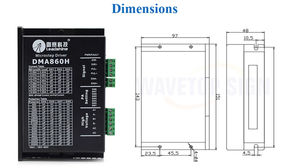 LeadShine шаговый мотор драйвер DM860 DMA860H 2 Фаза 18-80VAC 2,4-7.2A