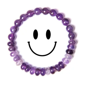 

Lucky healing Natural amethysts quartz crystal round abacus stone beads bracelet real genuine gem stone beaded bracelet jewelry