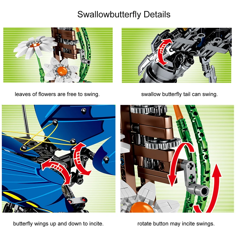 SEMBO детские игрушки создатель насекомых Swallowtail Taddy Butterfly Building Block Idea кирпичи