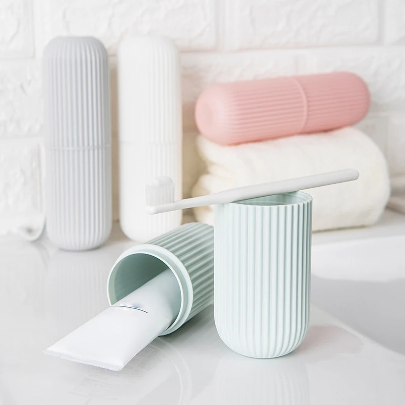 

Creative Portable Toothpaste Toothbrush Holder Case Non-Slip Strip Germproof Storage Box Plastic Couple Bathroom Accessories