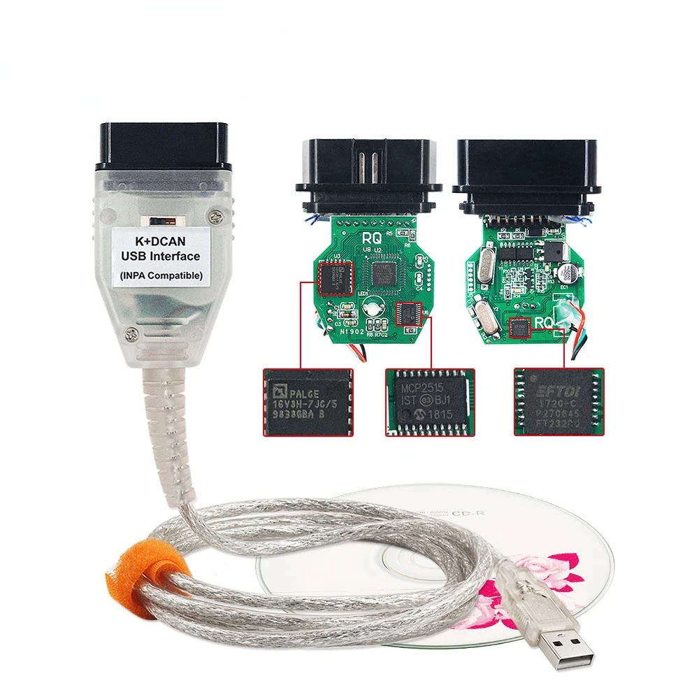 Полный чип для BMW INPA K + DCAN CAN K-Line с переключателем FTDI FT232RL OBDII диагностический