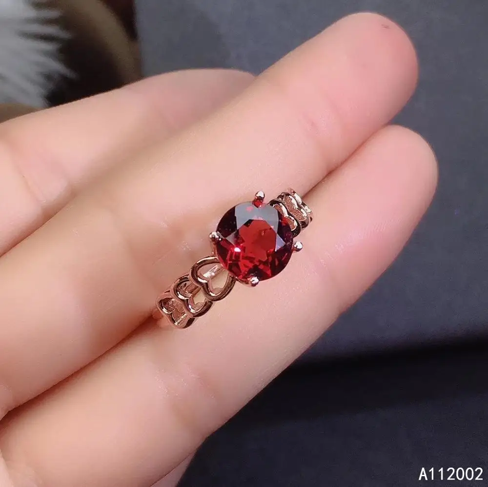 

KJJEAXCMY fine jewelry natural garnet 925 sterling silver adjustable gemstone women ring support test trendy classic