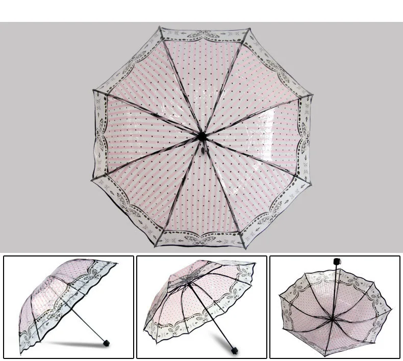 Модный Индивидуальный три складной зонтик женский прозрачный креативный рисунок атмосферостойкий зонтик женский зонт