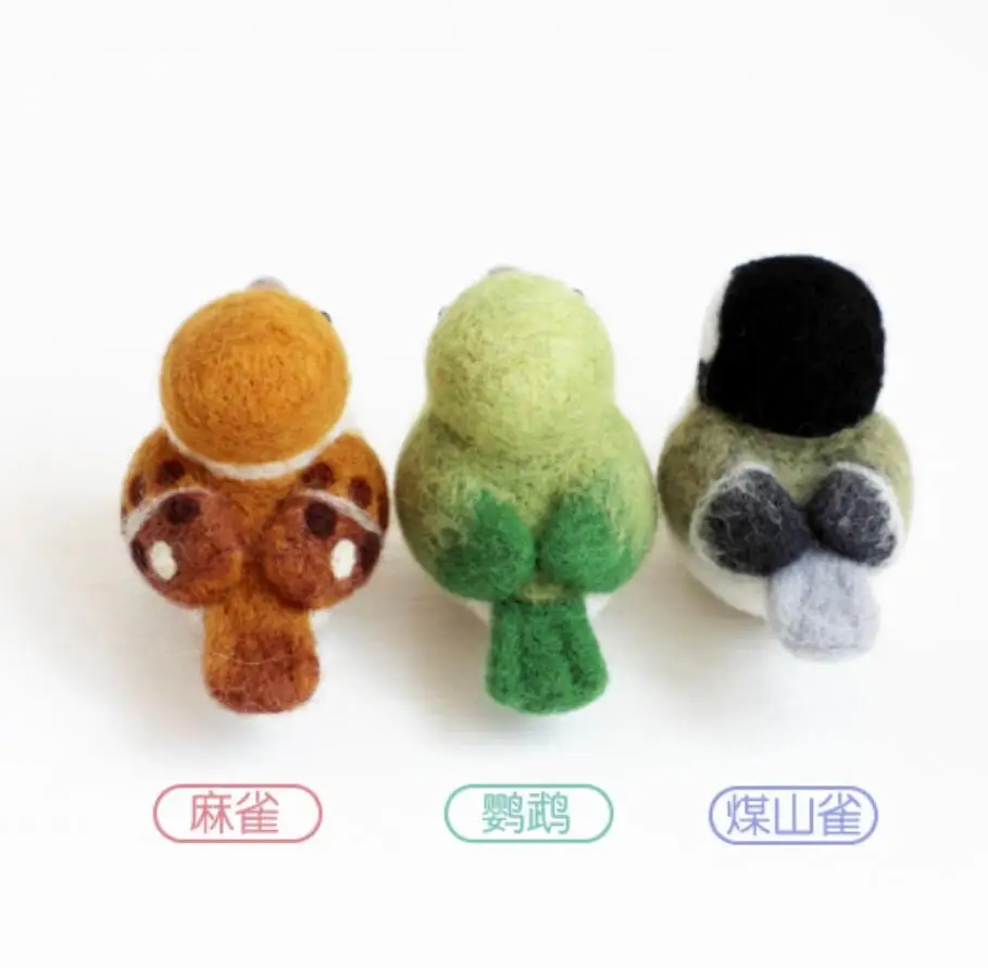 Small animal parrot sparrow bird wool needlepoint kit wool felt needle felting pendant craft needlecraft DIY handmade