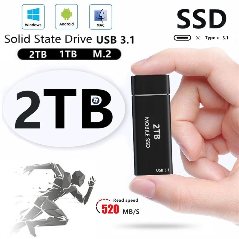 Promoción Disco duro externo SSD de alta velocidad, 2TB, 1TB, 500G, TYPE-C, móvil, unidades de estado sólido para portátiles y de escritorio VRM8ApznDkA