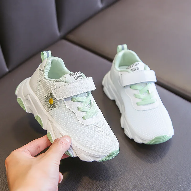 Fashion Summer Daisy Flower Children Sports Shoes Breathable Air Mesh Fresh Sneakers For Medium Big Kids Girls Net Fabric | Детская
