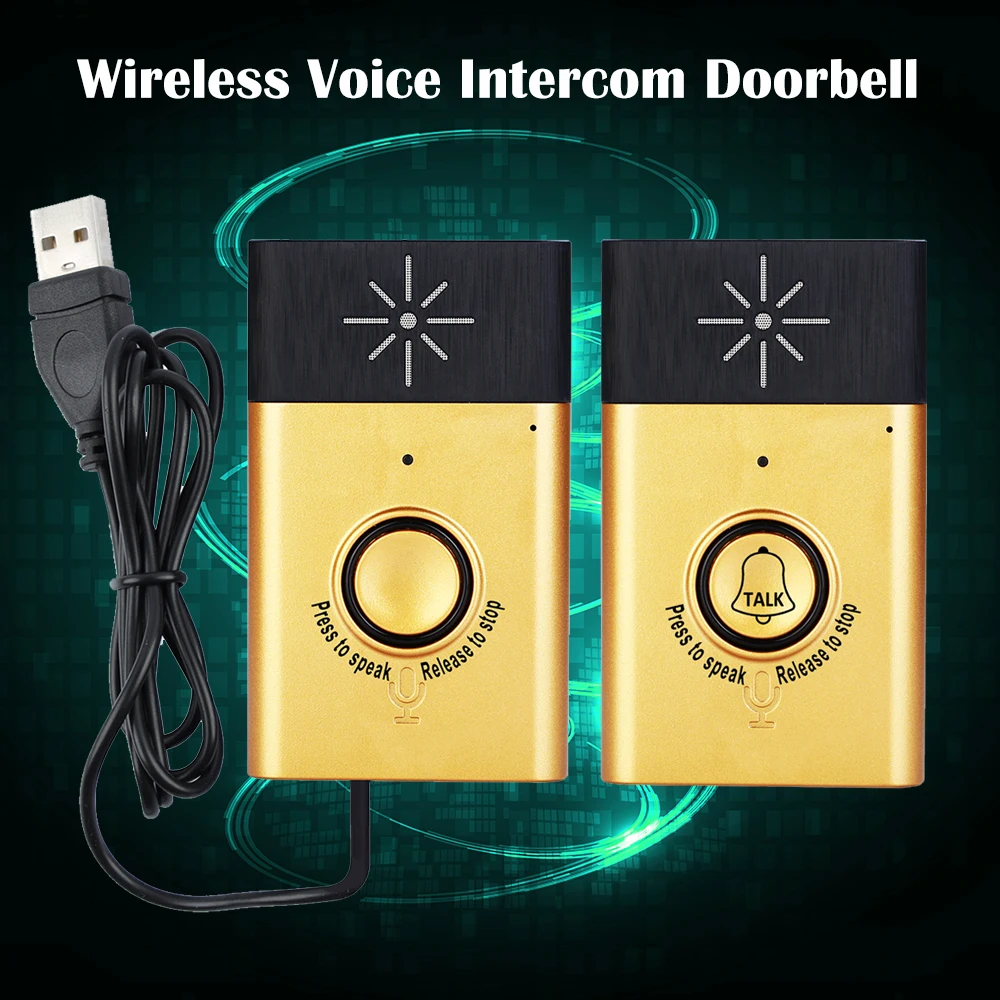 Wireless Voice Intercom Doorbell with Outdoor Unit Button Indoor Unit Receiver 2-way Talk Monitor Smart Home Security Door Bell audio door phone