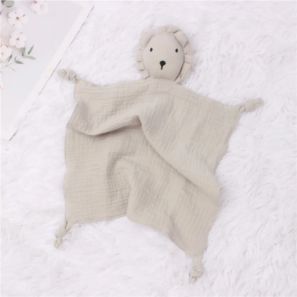 Baby Saliva Towel Soft Newborn muslin Baby Blanket Soothe Appease Towel Infant Cute Lion Sleeping Dolls Toy Plush Comforting